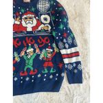 Santa Party Sweater Dec 25th Christmas sweater Women's S Medium acrylic Blue Photo 2