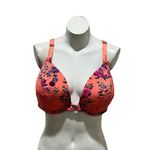 Cacique  Women's 42DD Coral Floral Front Close Plunge Push Up Bra Photo 4