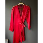 Victoria's Secret Red Satin Lace Wrap Tie Robe M/L Photo 2