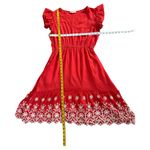 Solitaire Size M coral orange red eyelet floral dress with ruffle sleeves Photo 11