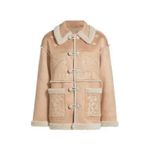 New MOTHER Toasty Faux Suede Shearling Jacket Snowed In Size L Tan Size L Photo 4