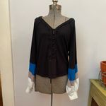 We The Free Free People  Winter Sun Henley Top – Black/Blue/Grey/White Medium Photo 2