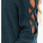 1.4.3. Story by Line Up 143 Story dark green off shoulder long sleeve sweater with cutouts size small Photo 1