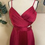 NWOT Lulus Got the Glam Wine Red Pleated Cutout Maxi Dress Pink Size L Photo 2