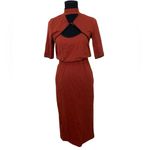 Rust Mock neck Cutout stretch knit midi dress Orange Photo 1
