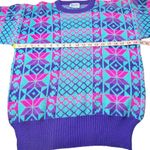 MEISTER Vintage Multicolored Bright Neon Printed Wool Blend Sweater FLAWED Small Photo 7