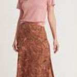 Marine layer  Ryan Midi Slip Skirt Brown Leaf Print Maxi Skirt Size 8 EUC Photo 0