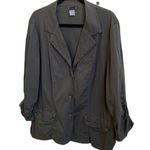 XCVI π« Lightweight Ruched Cotton Safari Utility Military Jacket, Olive Green 2X Photo 1