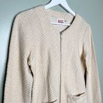 Anthropologie Rosie Neira Women’s Geo Diamond Knit Full Zip Jacket Cream Medium Photo 4