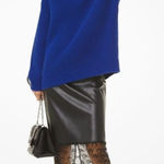 Michael Kors New! Lace Trim Faux Leather Black Pencil Skirt Size Small Photo 0