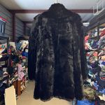 None Vtg Lofstads Black Faux Fur Unique Snap Buttons Long Over Coat Medium Fluffy Sof Photo 1