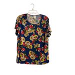 Blair Women's Multicolored Floral Round Neck Short Sleeve Top Size XL Photo 1