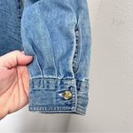 Vintage‎ Denim Fall Floral Embroidered Longsleeve Button Down Blouse Size Large Blue Photo 5