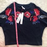 Parker Beaded Sequin Sweatshirt Floral Embroidered Long Sleeve Blue Red XS New Photo 13