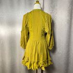 Free People One Mustard Yellow Ruffle Tiered Mini Dress XS Boho Festival Photo 6