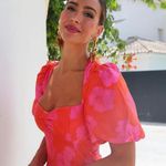 ZARA  dress mini puff wide sleeve cut out hot Pink Floral wedding summer vacation Photo 1