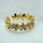 Coquette Style 18k Gold Plated Stainless Steel Cuff Ring with Shining Zirconia Photo 3