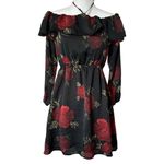 Cupcakes & Cashmere Black Red Floral Halter Dress Small Black Photo 3