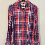 SO  Perfect Shirt Pink & Blue Plaid Soft Rayon‎ Relaxed Fit Button Front Size M Photo 0