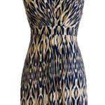 Loft  Dress Purple Tan Ikat Print Sleeveless Stretch Jersey Knit Dress XXS NEW Photo 0