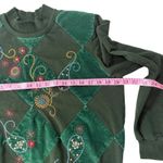 Alfred Dunner VTG‎  Green Velvet Argyle Paisley Embroidered Sweatshirt Women's S Photo 3