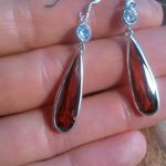 Simulated Red Diamond Sterling Silver Dangle Earrings Photo 7
