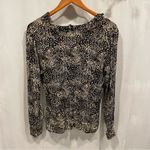 Classiques Entier Y2K silk  floral ruffle collar blouse flowy vneck black tan Photo 7