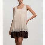 Ryu NEW Anthropologie  Sleeveless Pleated Ruffle Babydoll Dress SMALL Beige/Brown Photo 1
