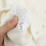 Ann Taylor Faux Pearl V-Neck Cardigan Button Front in Cream Women's XS Photo 7