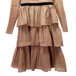 Rachel Parcell NWT Ruffle Tiered Midi Dress Brown Black Polka Dot Chiffon Size 4 Photo 9