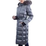 Michael Kors  Puffer Maxi Coat Gray Faux Fur Hooded Belted Warm‎ Longline Medium Photo 1