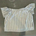 Doe & Rae  off the shoulder white black stripe crop top size XS Photo 1