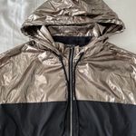 SheIn Black And Grey Metallic Detail Hooded Windbreaker Jacket Photo 1