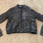 Urban Outfitters Gray full zip cropped long sleeve jacket with bomber jacket collar look  Photo 0