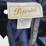 y2k vintage Navy Blue Velvet Rhinestone Bow Formal Prom Maxi Dress‎ M/L Size L Photo 7