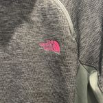 The North Face Green Grey Pink Sweater Women’s Large Cowl Neck Kangaroo Pocket Photo 1