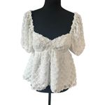 Amanda Uprichard NWT! Tomasina Puff Sleeve Babydoll Top in Cirrus - Size Small Photo 5