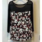 Lane Bryant LANE BRYANT Illusion Tunic Top Plus Size 18/20 Black White Red Retro 50s Shirt Photo 2