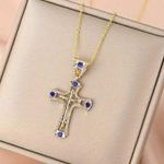 H.I.P. Cross Hop Pendant Blue Stones with Necklace fine Jewelry Men Women Photo 0