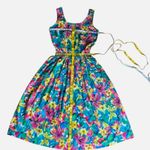 Vintage Dress Small Tropical Retro Swing 80s does 50s Vacation Cruise Pinup Boho Yellow Photo 7