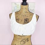 ZARA  Textured Cotton Linen Blend Smocked Back Crop Top White Large NWT Photo 1