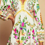 NWOT Sunday Up Yellow Green Dolce Vita Italy Lemon Printed Abstract Dress Small White Photo 0