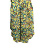 BCBGMAXAZRIA  Floral‎ Yellow, Blue, Orange Midi Short Sleeve Dress Medium Photo 4