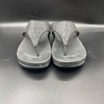 FitFlop  Womens Lulu Glitter Toe Post Strap Leather Sandals Flip Black‎ Size 10 Photo 1