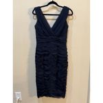 Tadashi Shoji Tadashi Navy Ruched Bodycon Dress Size 8 Cocktail Evening Gown Mother Of Bride‎ Photo 1