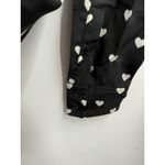 Equipment Femme XS Black Button Down Shirt White Heart Print Long Sleeve Photo 2