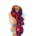 Old Navy  Womens Floral Print Scarf Wrap One Size Polyester Burgundy Red Photo 3