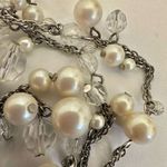 Faux pearl silver tone beaded cluster necklace Photo 1