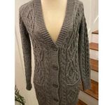 Zara Knit Chunky Cable Knit Wool Blend Gray Cardigan, S Photo 0