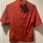 Banana Republic 100% Merino Extre Fine Wool Red Button-Up Cape Jacket Photo 0